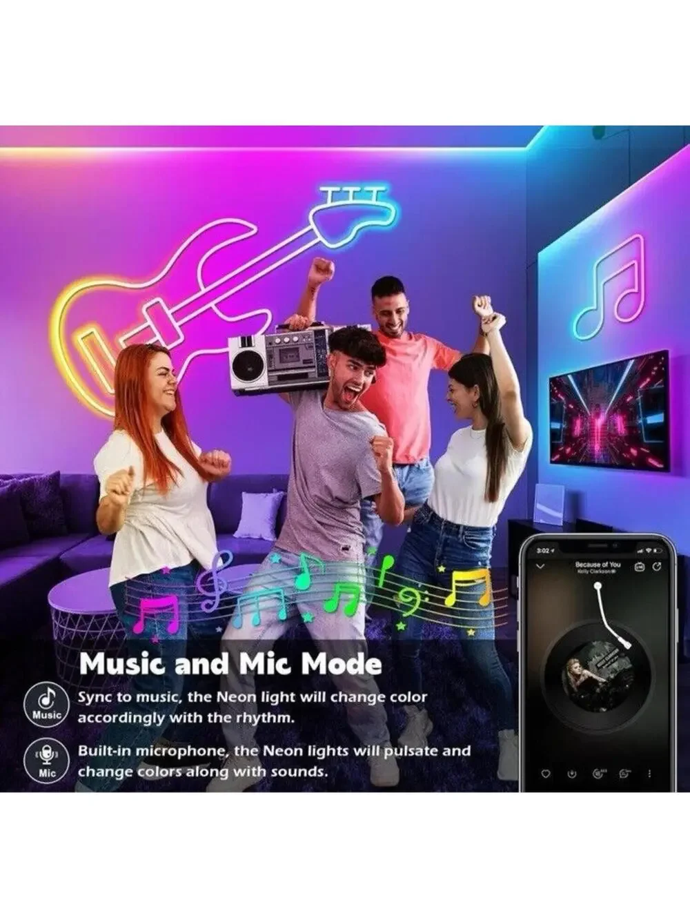 Neon Rope LED 20Ft Lights – Flexible, Dimmable, Remote Control, Vibrant Glow!